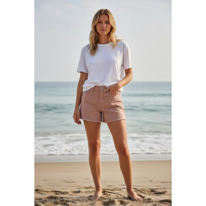 Universal Thread Raw Hem Shorts Womens Pink Causal Summer Denim Festival Boho 8